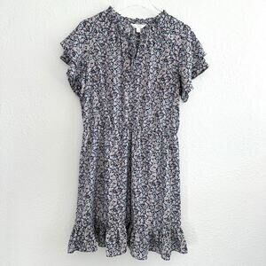 Lauren Conrad‎ Floral Ruffle Dress Large Multi Knee Length Cottagecore Romantic